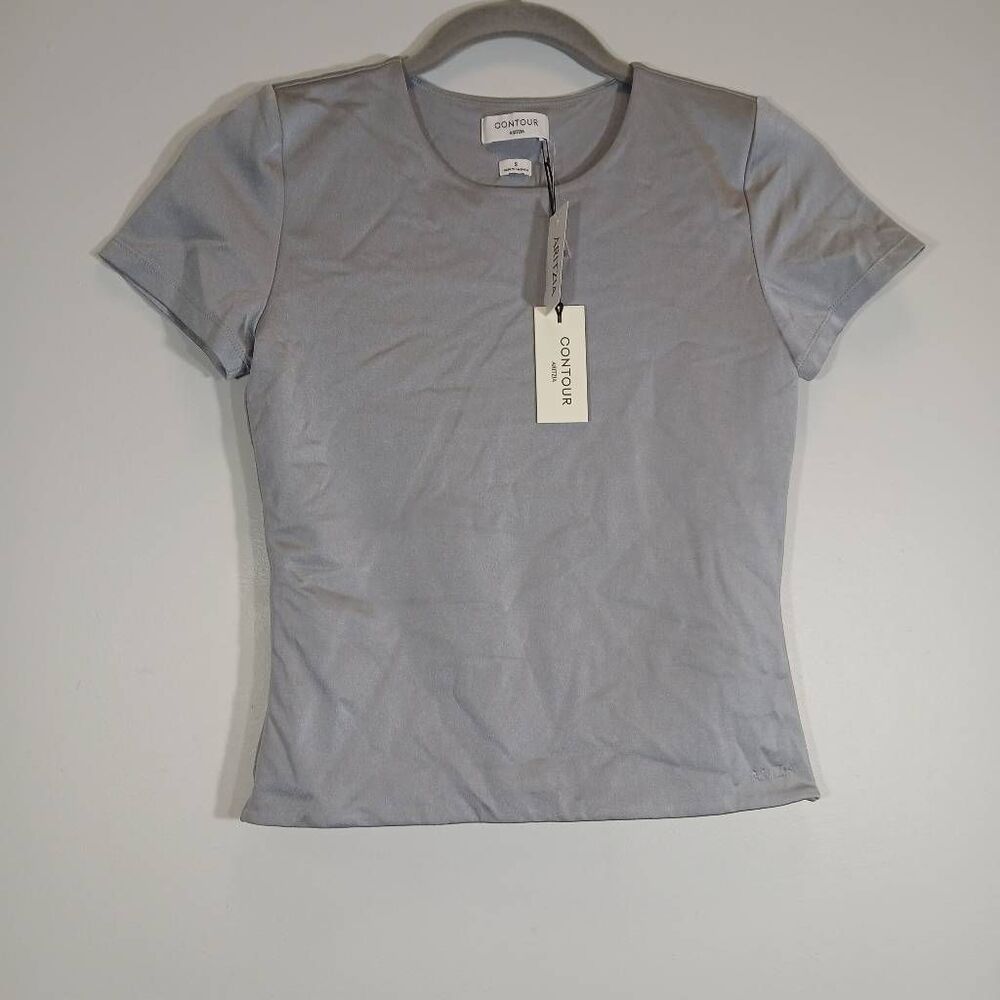 Contour aritzia womens small gray boxy top stretch quiet luxury